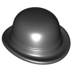 Minifigure, Headgear Hat, Bowler - Black Minifigure, Headgear Hat, Bowler - Black