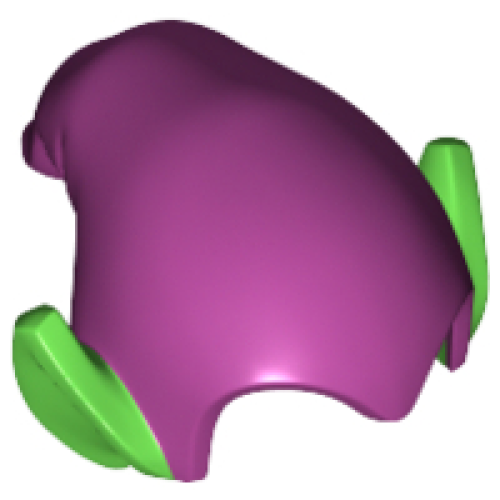 Деталь LEGO 18984pb04 Minifigure, Headgear Hat, Elf Drooping with Molded Bright Green Pointed Ears Pattern - Magenta