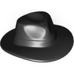 Minifigure, Headgear Hat, Wide Brim Outback Style (Fedora) - Black Minifigure, Headgear Hat, Wide Brim Outback Style (Fedora) - Black