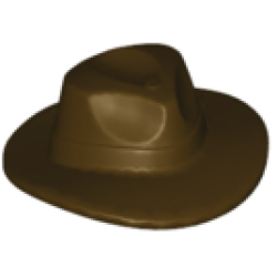 Minifigure, Headgear Hat, Wide Brim Outback Style (Fedora) - Dark Brown Minifigure, Headgear Hat, Wide Brim Outback Style (Fedora) - Dark Brown