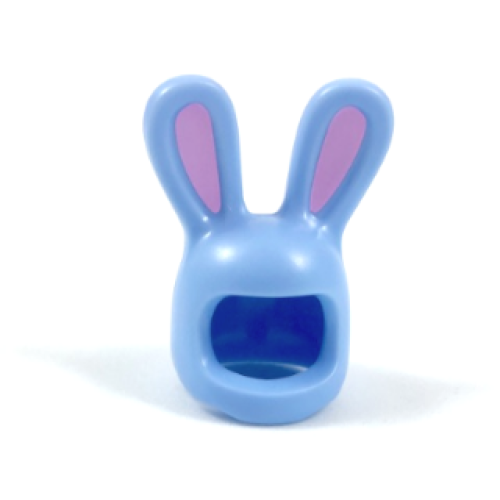 Деталь LEGO 99244pb01 Minifigure, Headgear Head Cover, Costume Bunny Ears with Bright Pink Auricles Pattern - Bright Light Blue