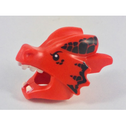 Minifigure, Headgear Head Cover, Costume Dragon with Black Eyes and Scales, White Teeth Pattern - Red Minifigure, Headgear Head Cover, Costume Dragon with Black Eyes and Scales, White Teeth Pattern - Red