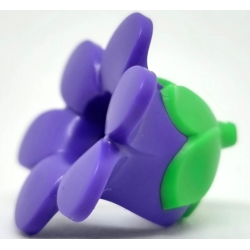 Minifigure, Headgear Head Cover, Costume Flower with Molded Bright Green Bud Pattern - Dark Purple Minifigure, Headgear Head Cover, Costume Flower with Molded Bright Green Bud Pattern - Dark Purple