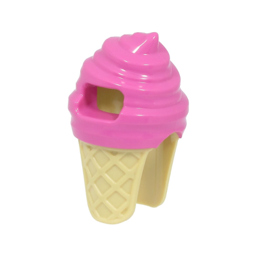 Деталь LEGO 80678pb01 Minifigure, Headgear Head Cover, Costume Ice Cream with Molded Tan Cone Pattern - Dark Pink