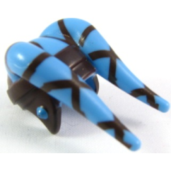 Minifigure, Headgear Headdress SW Twi'lek with Dark Brown Aayla Secura Pattern - Medium Blue