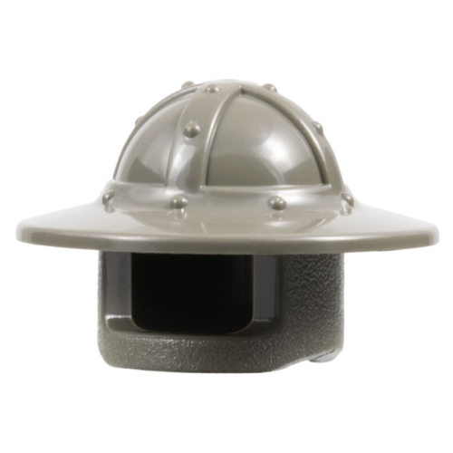 Деталь LEGO 30273 Minifigure, Headgear Helmet Castle Kettle Hat with Chin Guard and Broad Brim - Dark Gray