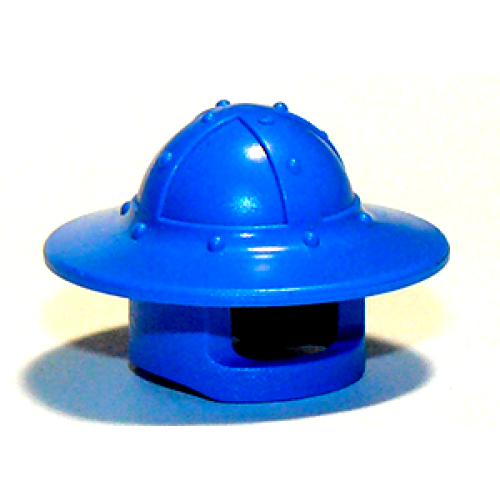 Деталь LEGO 30273 Minifigure, Headgear Helmet Castle Kettle Hat with Chin Guard and Broad Brim - Blue
