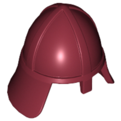 Деталь LEGO 3844 Minifigure, Headgear Helmet Castle Nasal Helmet with Angled Neck Protector - Dark Red