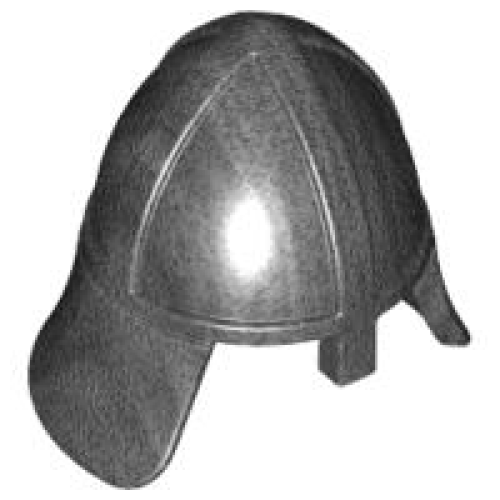 Деталь LEGO 3844 Minifigure, Headgear Helmet Castle Nasal Helmet with Angled Neck Protector - Pearl Dark Gray