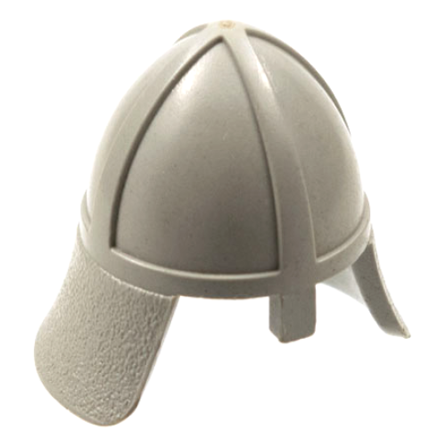 Деталь LEGO 3844 Minifigure, Headgear Helmet Castle Nasal Helmet with Angled Neck Protector - Light Gray