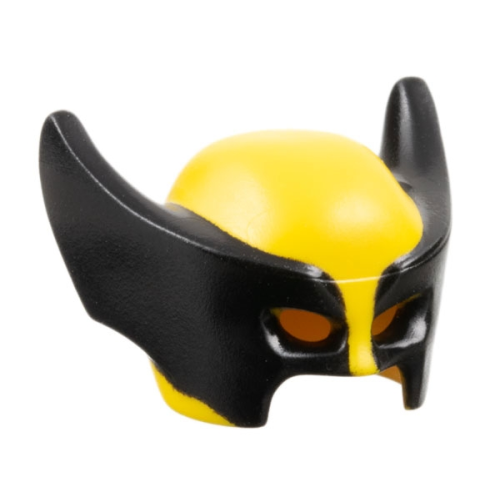 Деталь LEGO 17018pb01 Minifigure, Headgear Mask Wolverine with Black Pointed Sides Pattern - Yellow