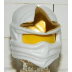 Minifigure, Headgear Ninjago Wrap Type 1 with Gold 3 Point Emblem Pattern - White
