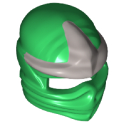 Minifigure, Headgear Ninjago Wrap Type 1 with Silver 3 Point Emblem Pattern - Green