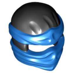 Minifigure, Headgear Ninjago Wrap Type 2 with Molded Blue Wraps and Knot Pattern - Black