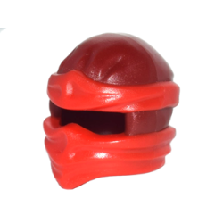 Minifigure, Headgear Ninjago Wrap Type 2 with Molded Red Wraps and Knot Pattern - Dark Red