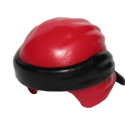 Minifigure, Headgear Ninjago Wrap Type 3 with Molded Black Bandana and Knot Pattern - Red