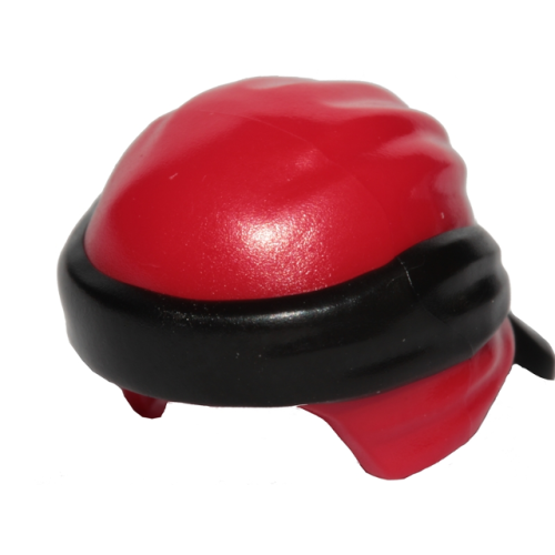 Деталь LEGO 24496pb16 Minifigure, Headgear Ninjago Wrap Type 3 with Molded Black Bandana and Knot Pattern - Red