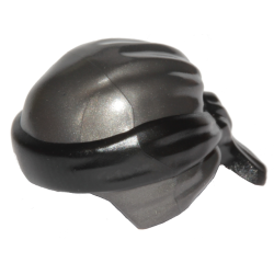 Minifigure, Headgear Ninjago Wrap Type 3 with Molded Black Bandana and Knot Pattern - Pearl Dark Gray