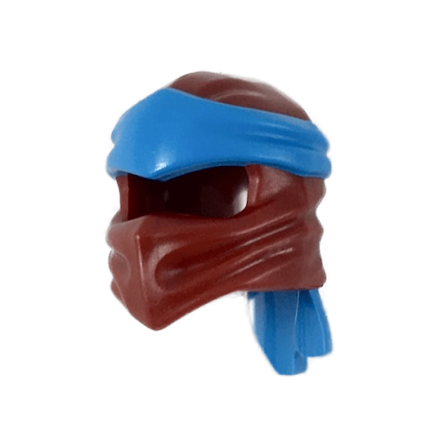 Деталь LEGO 40925pb04 Minifigure, Headgear Ninjago Wrap Type 4 with Molded Dark Azure Headband Pattern - Dark Red