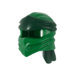 Minifigure, Headgear Ninjago Wrap Type 4 with Molded Dark Green Headband Pattern - Green