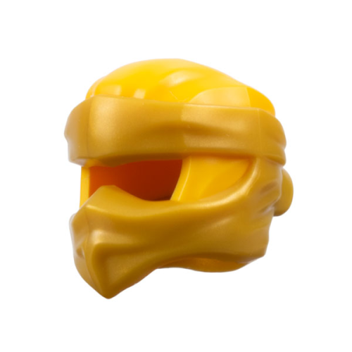 Деталь LEGO 4910pb03 Minifigure, Headgear Ninjago Wrap Type 9 with Molded Pearl Gold Wraps and Knot Pattern - Bright Light Orange