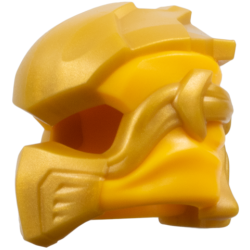 Minifigure, Headgear Ninjago Wrap Type 10 with Molded Pearl Gold Armor, Wraps and Knot Pattern - Bright Light Orange