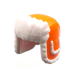 Minifigure, Headgear Ushanka Hat with Molded White Fur Lining Pattern - Orange