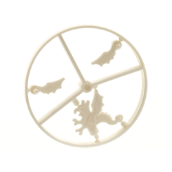 Minifigure, Plume Dragon Wheel, 3 on Sprue - White