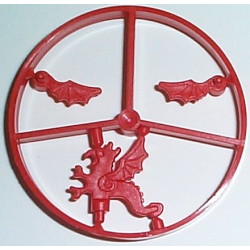 Minifigure, Plume Dragon Wheel, 3 on Sprue - Red