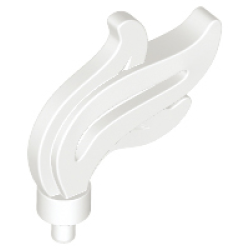Minifigure, Plume Feather Triple Compact / Flame / Water with Small Pin - White