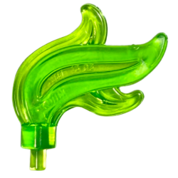 Minifigure, Plume Feather Triple Compact / Flame / Water with Small Pin - Trans-Bright Green