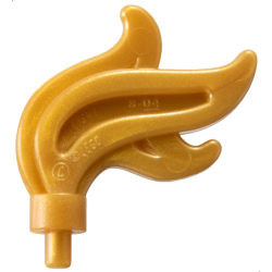 Minifigure, Plume Feather Triple Compact / Flame / Water with Small Pin - Pearl Gold