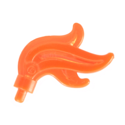 Minifigure, Plume Feather Triple Compact / Flame / Water with Small Pin - Trans-Neon Orange