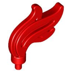 Minifigure, Plume Feather Triple Compact / Flame / Water with Small Pin - Red