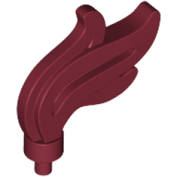 Minifigure, Plume Feather Triple Compact / Flame / Water with Small Pin - Dark Red