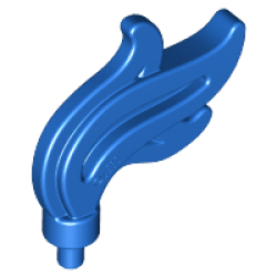 Minifigure, Plume Feather Triple Compact / Flame / Water with Small Pin - Blue