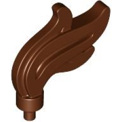 Minifigure, Plume Feather Triple Compact / Flame / Water with Small Pin - Reddish Brown