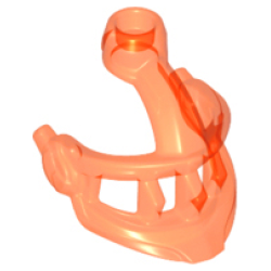 Minifigure, Visor Pointed with Face Grille - Trans-Neon Orange