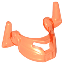 Minifigure, Visor with T Slit Wide and Horns on Sides - Trans-Neon Orange