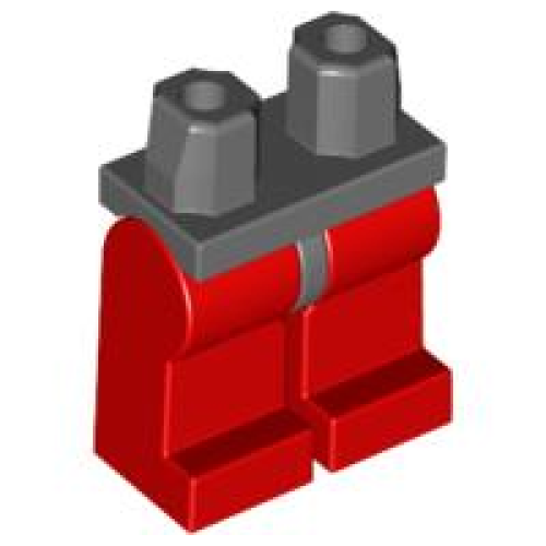 Деталь LEGO 970c05 Hips and Red Legs - Dark Bluish Gray