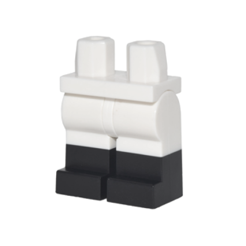 Деталь LEGO 970c00pb0411 Hips and Legs with Molded Black Lower Legs / Boots Pattern - White