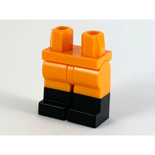 Деталь LEGO 970c00pb0411 Hips and Legs with Molded Black Lower Legs / Boots Pattern - Orange