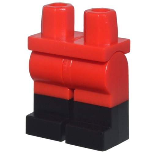 Деталь LEGO 970c00pb0411 Hips and Legs with Molded Black Lower Legs / Boots Pattern - Red
