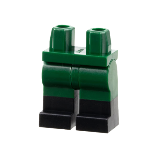 Деталь LEGO 970c00pb0411 Hips and Legs with Molded Black Lower Legs / Boots Pattern - Dark Green