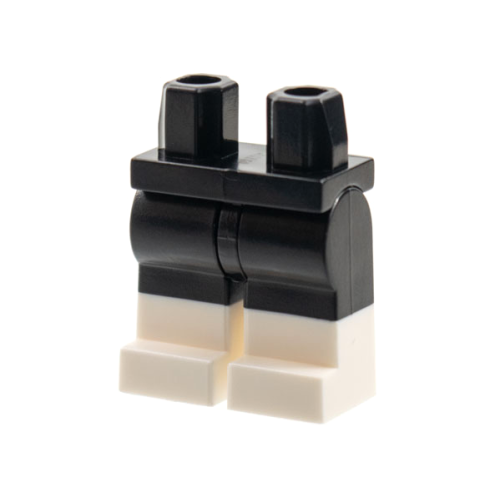 Деталь LEGO 970c00pb0965 Hips and Legs with Molded White Lower Legs / Boots Pattern - Black