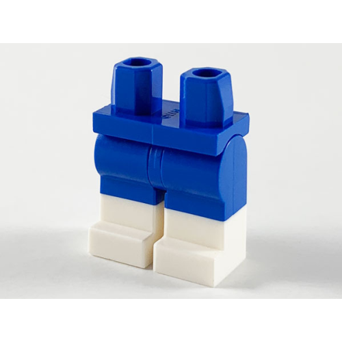 Деталь LEGO 970c00pb0965 Hips and Legs with Molded White Lower Legs / Boots Pattern - Blue