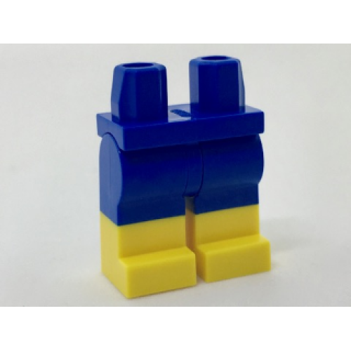 Деталь LEGO 970c00pb0575 Hips and Legs with Molded Yellow Lower Legs / Boots Pattern - Blue