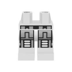 Hips and Legs with Silver and Black Belt, Silver Armor Thigh Joints with Black Knee Pads Pattern (Spyrius, Exploriens) - White Hips and Legs with Silver and Black Belt, Silver Armor Thigh Joints with Black Knee Pads Pattern (Spyrius, Exploriens) - White