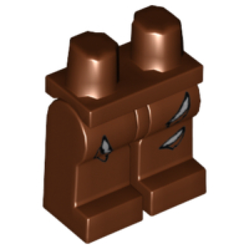 Деталь LEGO 970c00pb0056 Hips and Legs with Torn Sections Pattern - Reddish Brown