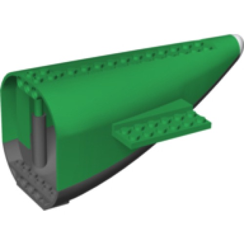 Деталь LEGO 54701c02 Aircraft Fuselage Aft Section Curved with Fixed Dark Bluish Gray Base and White Hard Rubber Tip - Green